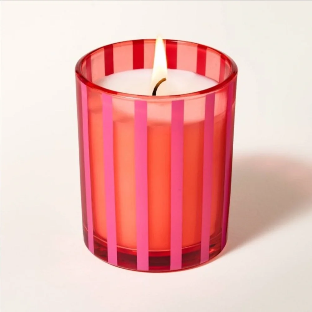 NWT Kate Spade x Target Scented Stripe Glass Mini Candle - pink